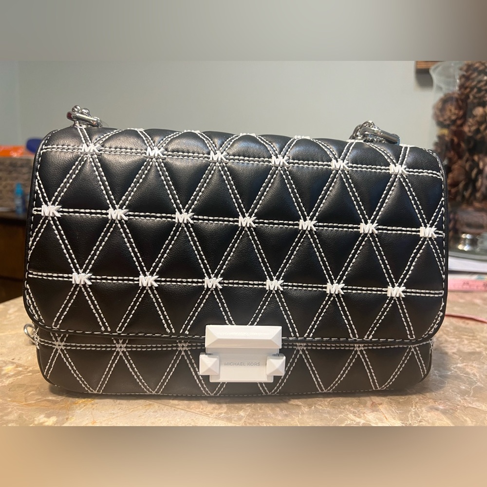 Michael Kors Sloan “large” black white leather bag